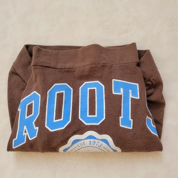 ROOTS Dog Shirt - Repurposed from Boys Tee - Medium - Brown with Logo - Picture 2 of 4